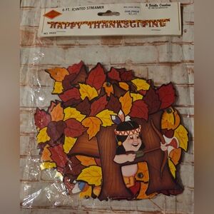 Beistle Die Cut Happy Thanksgiving 6' Jointed Streamer Vtg  1982 NEW Indians